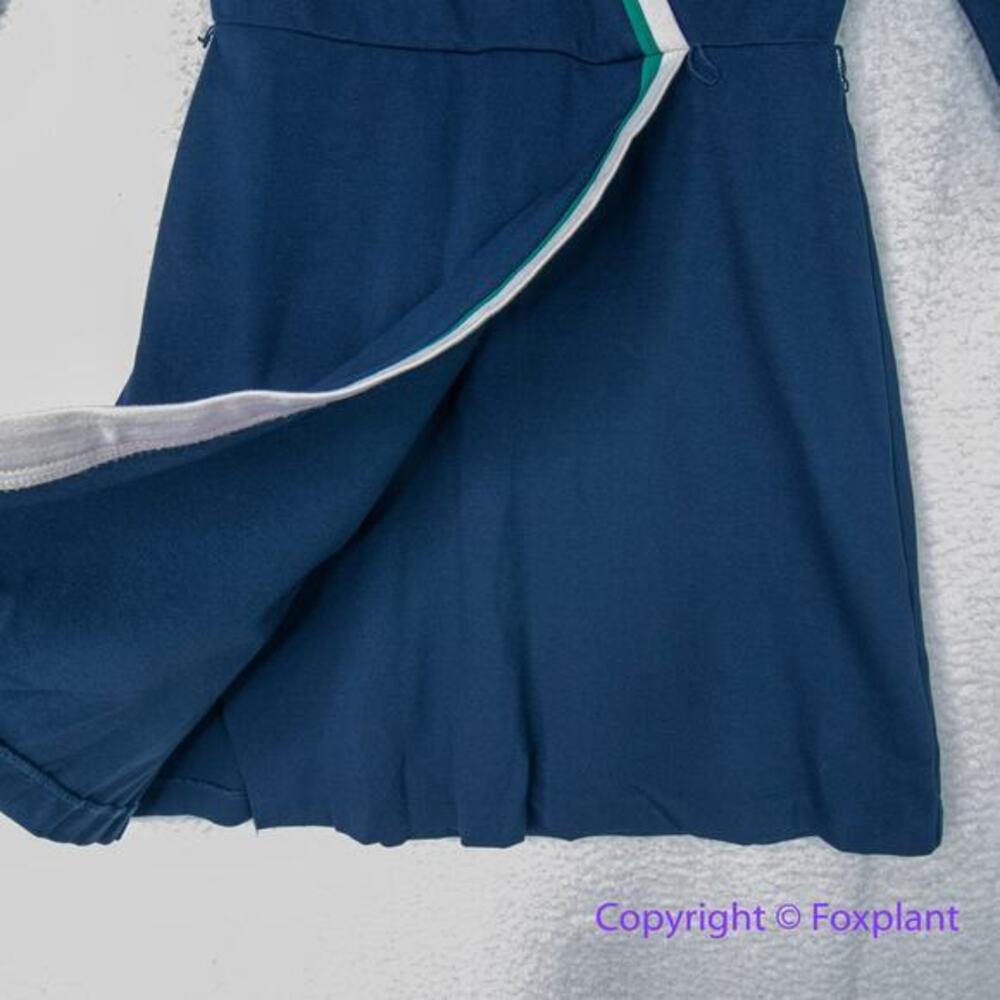 Eliza J‎ Contrast Trim Surplice V-Neck Wrap blue Dress, size 8 - Picture 8 of 16